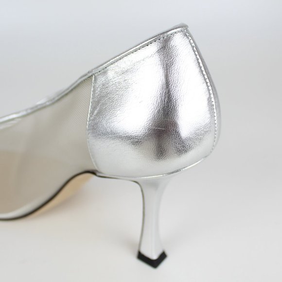 NEW JIMMY CHOO Nicole 90mm Silver Mesh Crystal Pumps - Heel for Weddings, Events - Picture 13 of 16